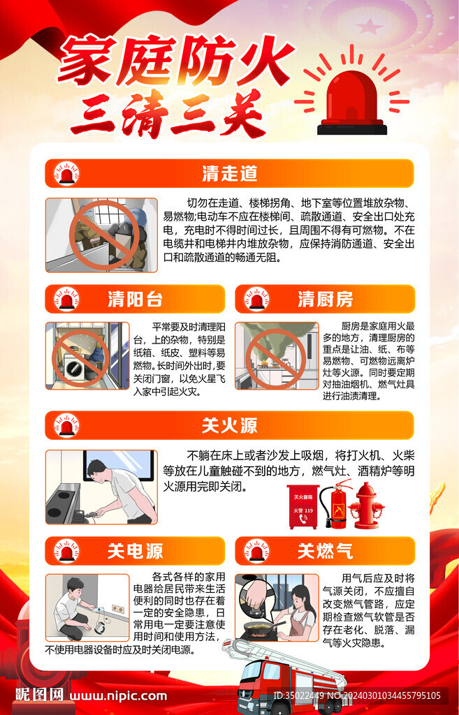 家庭防火三清三关