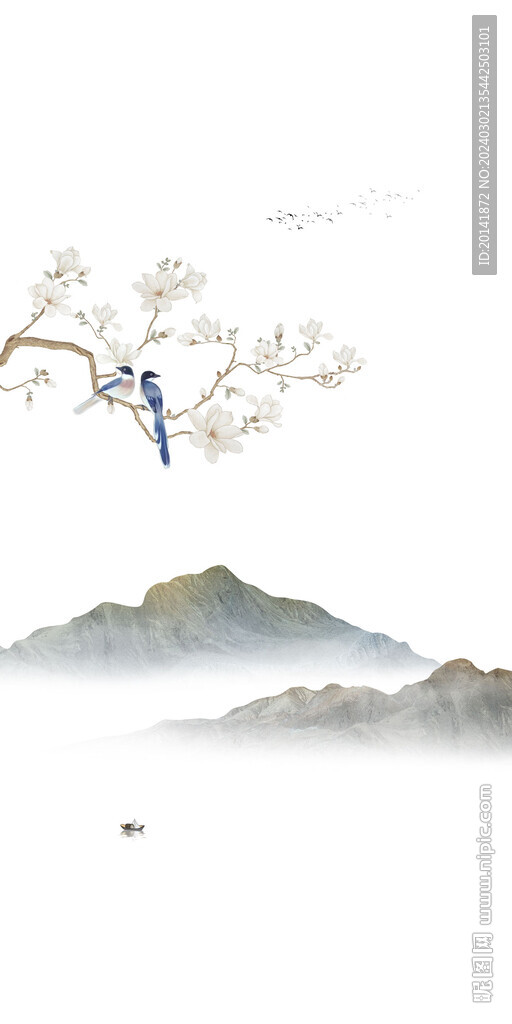 新中式石纹水墨山水玄关背景