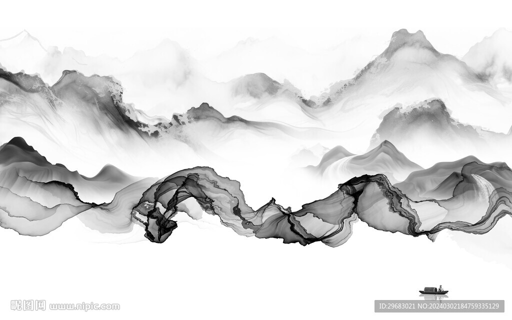 新款 简约山水墙画 TIf分层