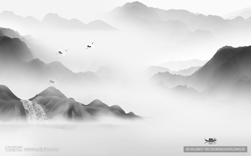 现代 意境灰色山水 TiF分层