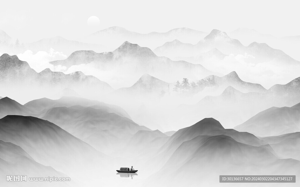 大气 灰色中式山水 TiF分层