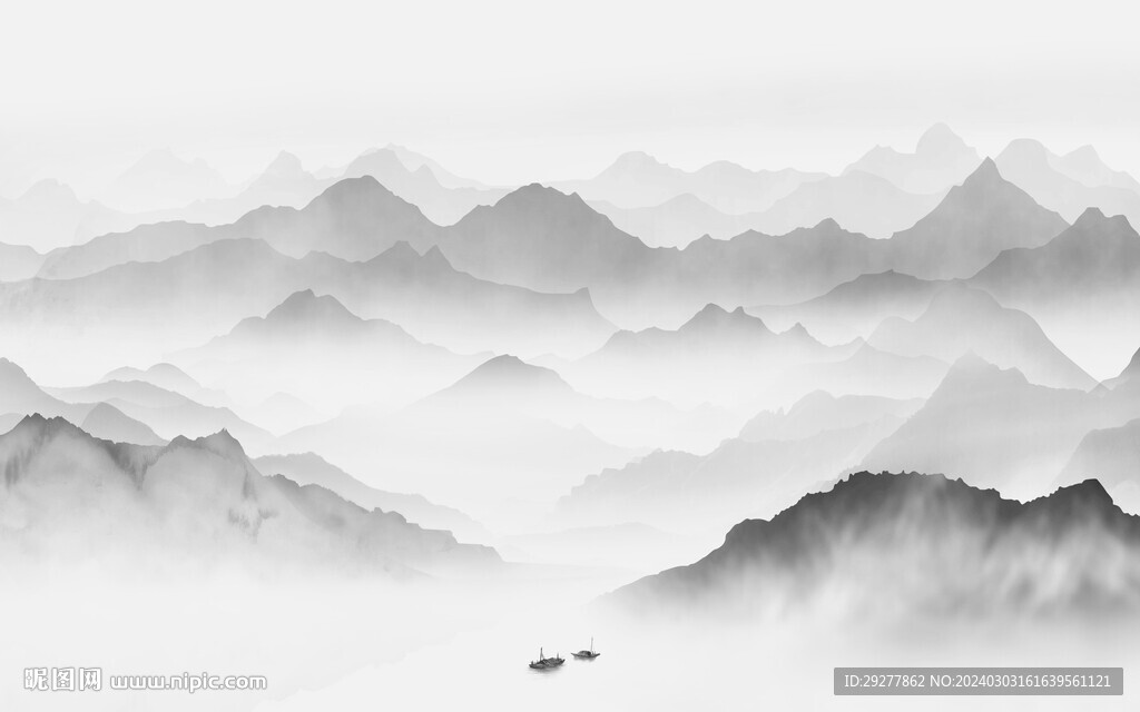 最新 灰色意境山水 TiF分层