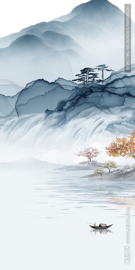 爆款 高档山水玄关 TIF分层