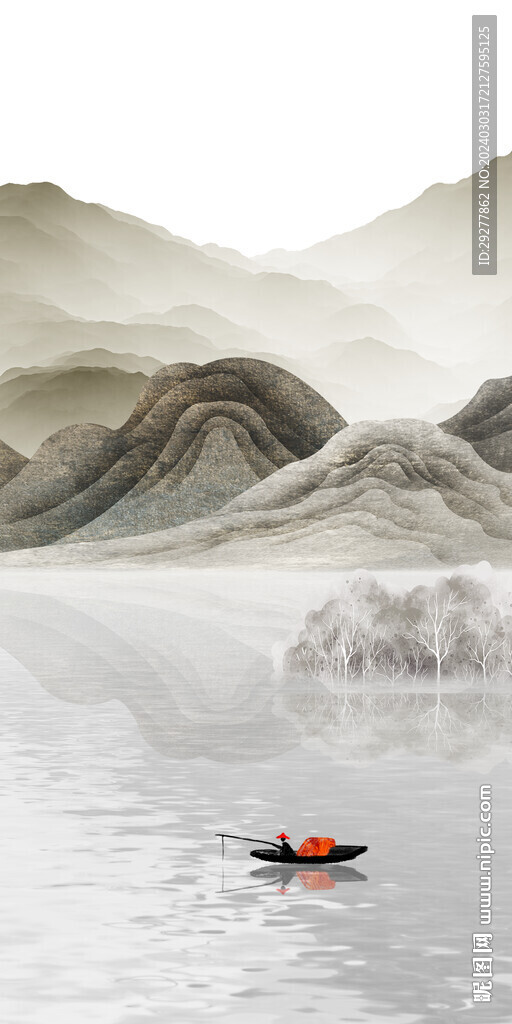 简约 高档山水玄关 TIF分层