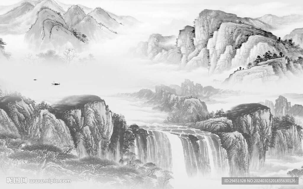 客厅 灰色新山水图 TIF分层
