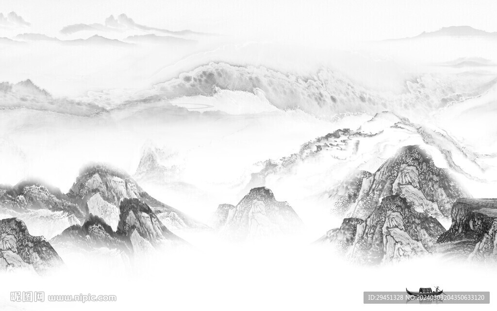 高档 灰色新山水图 TIF分层