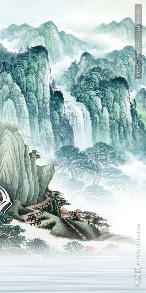 大气 山水玄关框画 TIF分层
