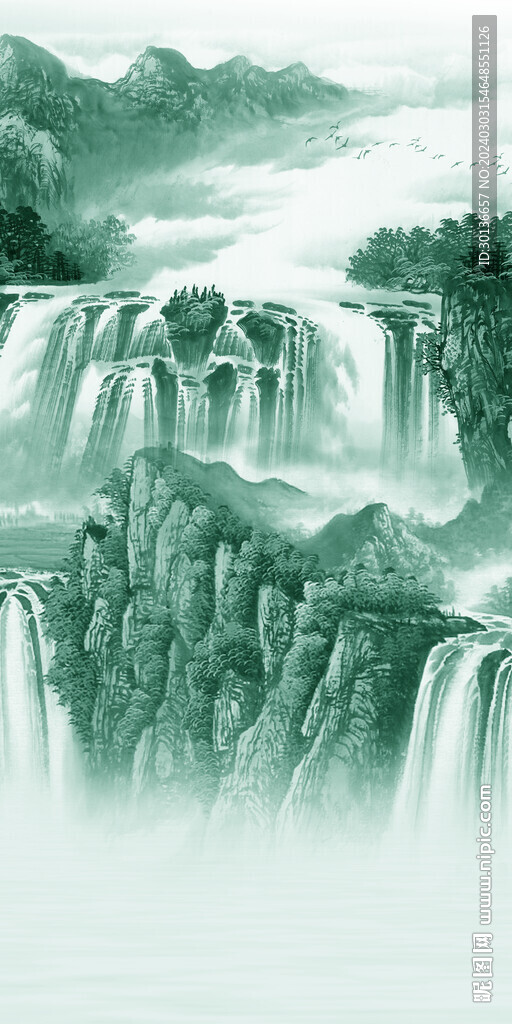 素雅 新山水画玄关 TiF分层