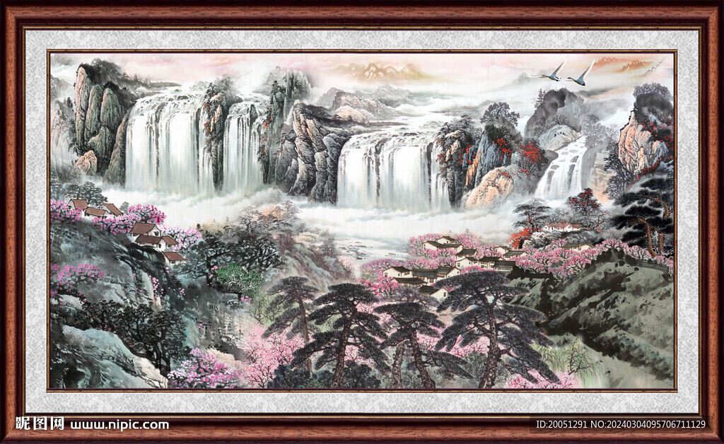 聚宝盆山水画 