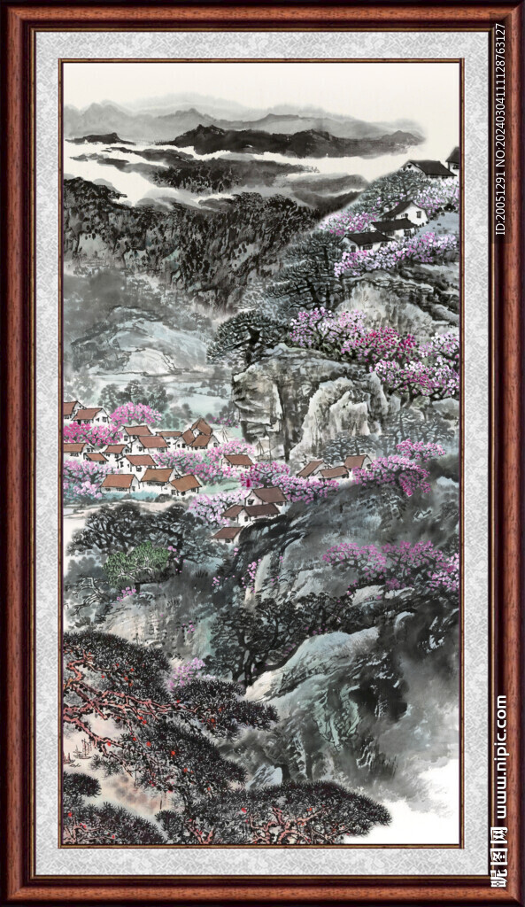 竖幅山水画 