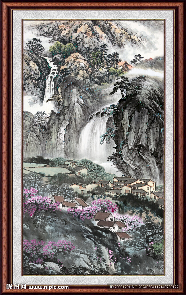 竖幅山水画 