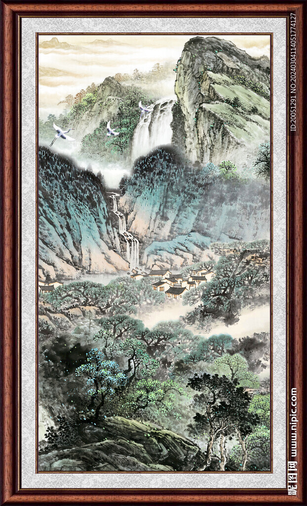 聚宝盆山水画 