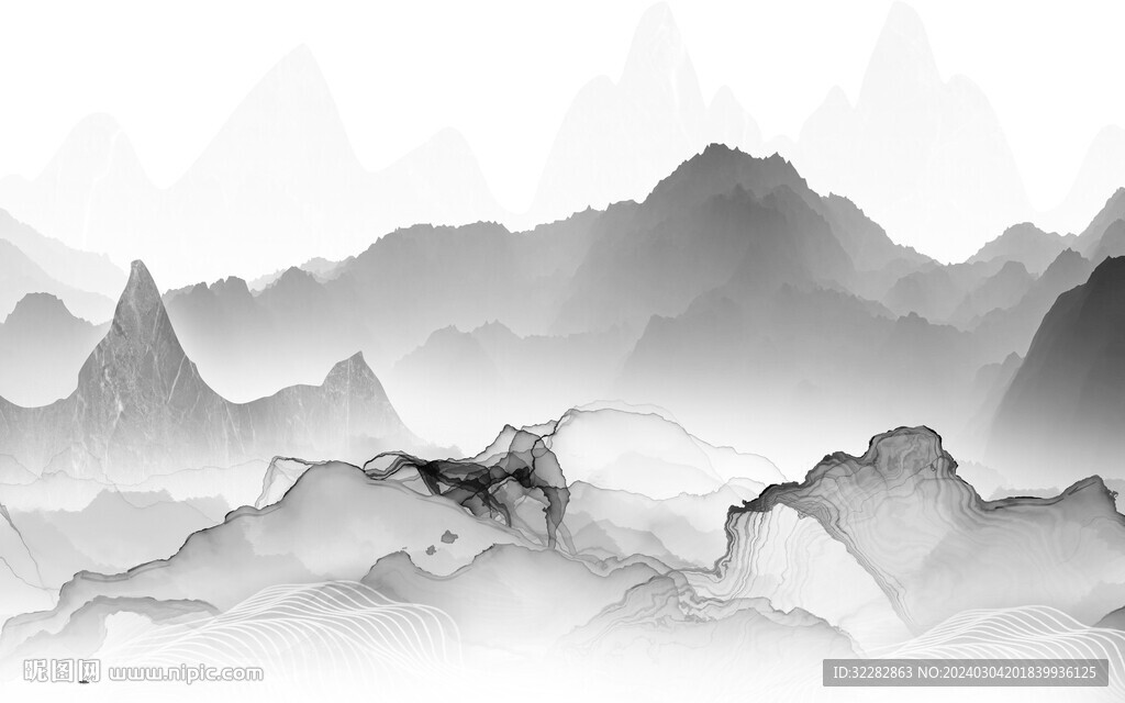 新款 灰色清晰山水 TiF分层