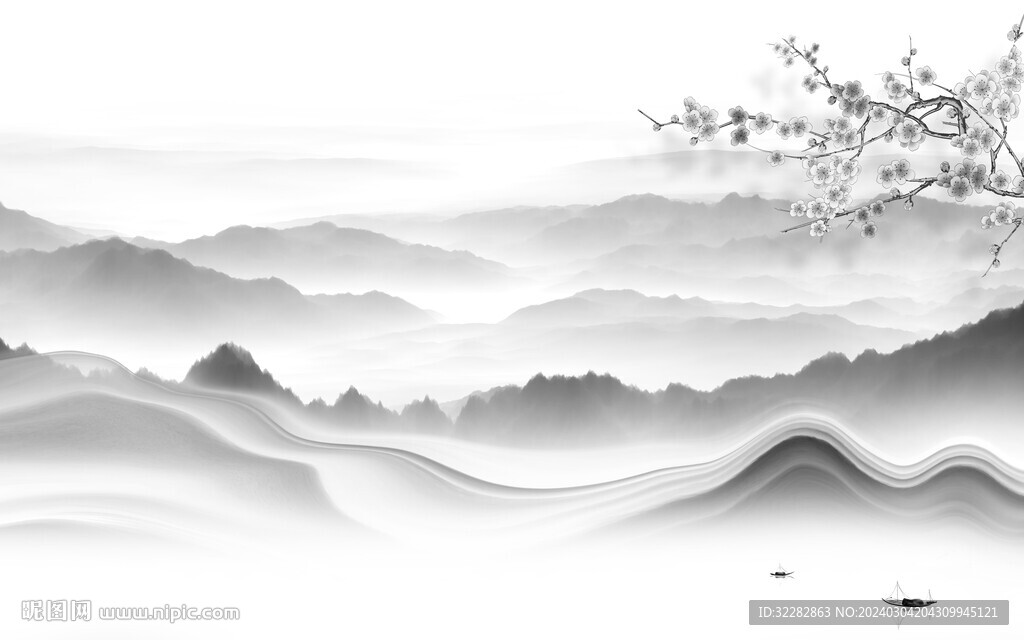 大气 灰色清晰山水 TiF分层