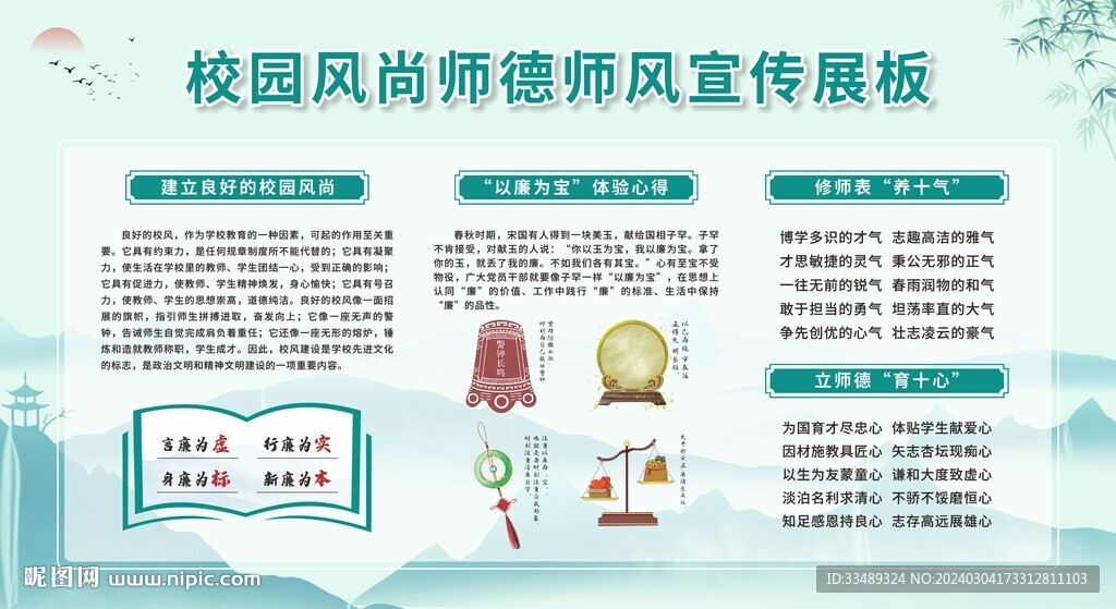 校园师德师风宣传栏展板