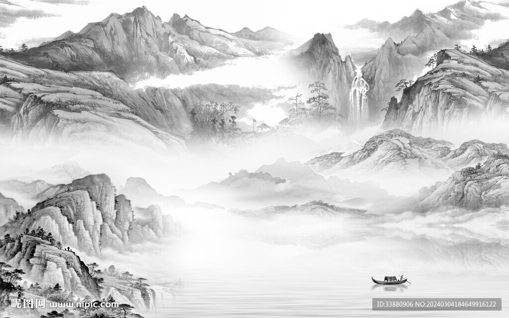 现代 灰色素雅山水 TiF分层