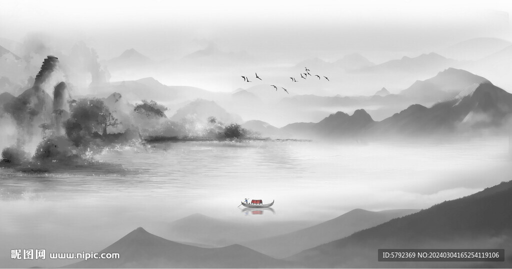 新中式禅意水墨画
