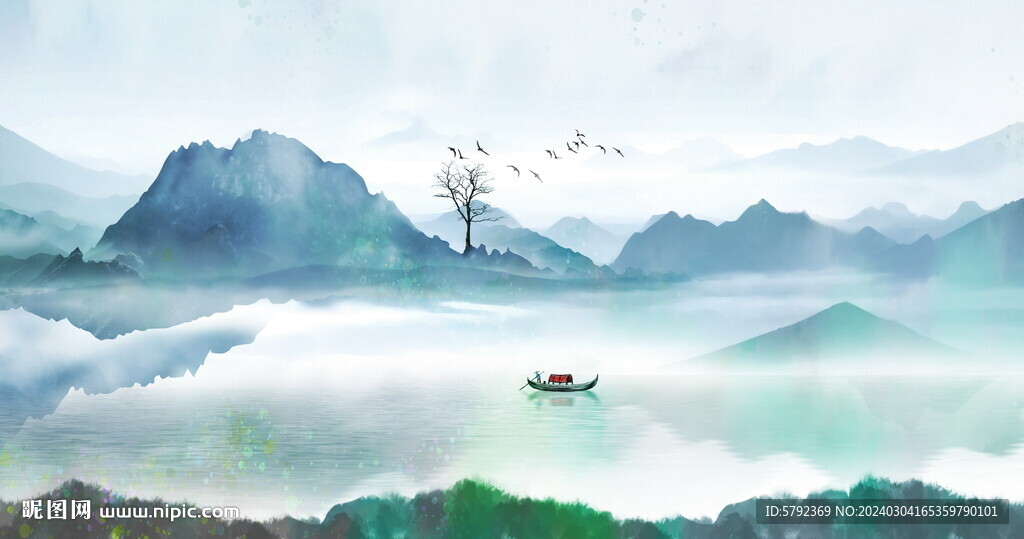 意境水墨山水画