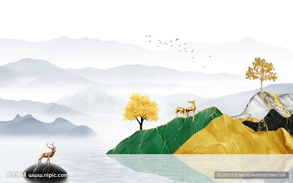 简约山水背景墙