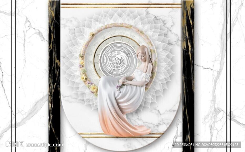 大理石石膏美女装饰壁画