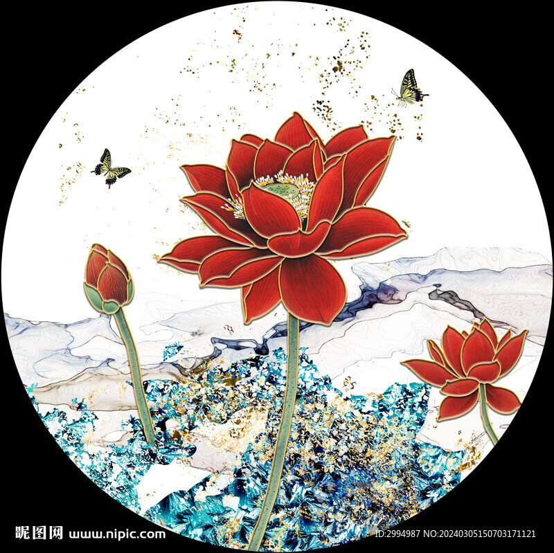 荷花装饰画
