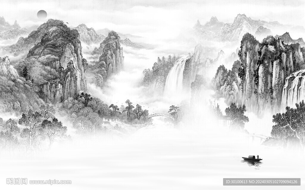 沙发 灰色意境山水 TiF分层