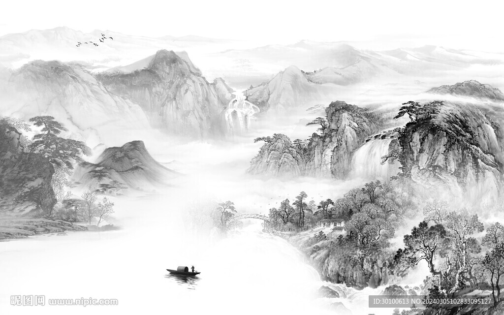 极简 灰色意境山水 TiF分层