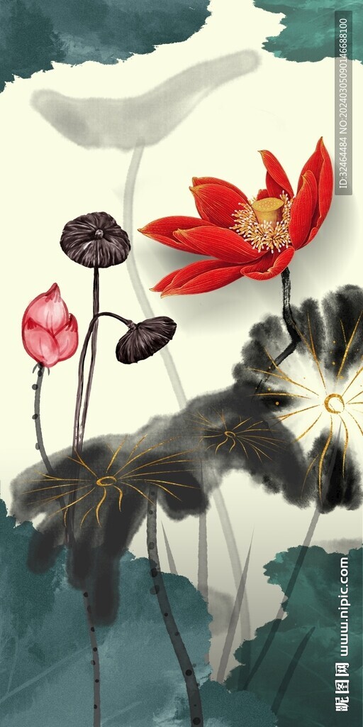 荷花装饰画