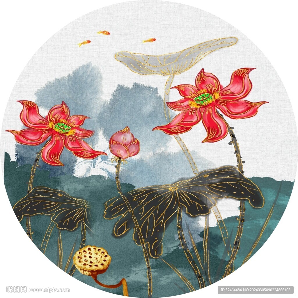 荷花装饰画