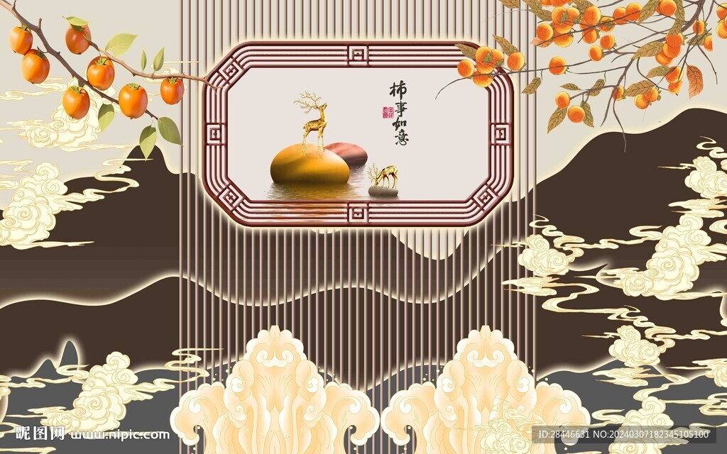 新中式背景墙  
