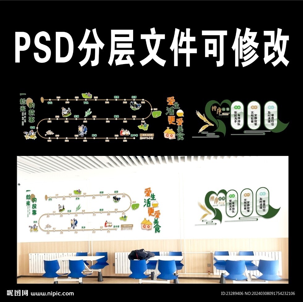 一粒米的故事 餐厅文化墙