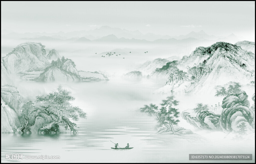 新中式水墨山水画