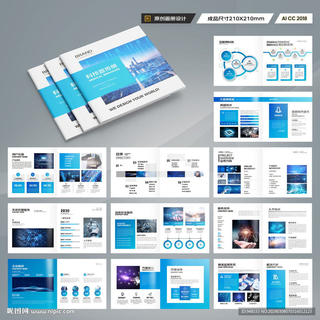 方形信息技术画册