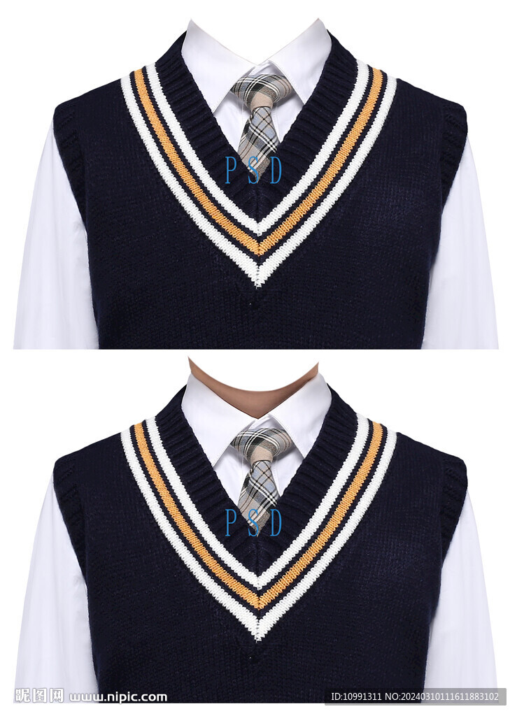 学生小男孩证件照马甲衣服素材