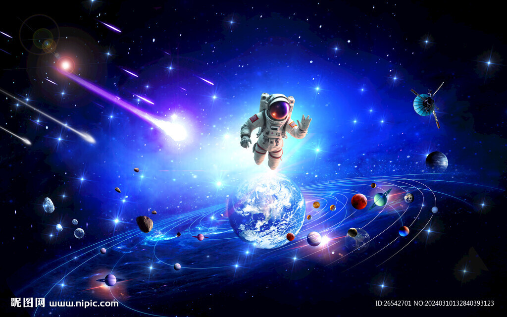 梦幻外太空火箭宇宙星球银河背景