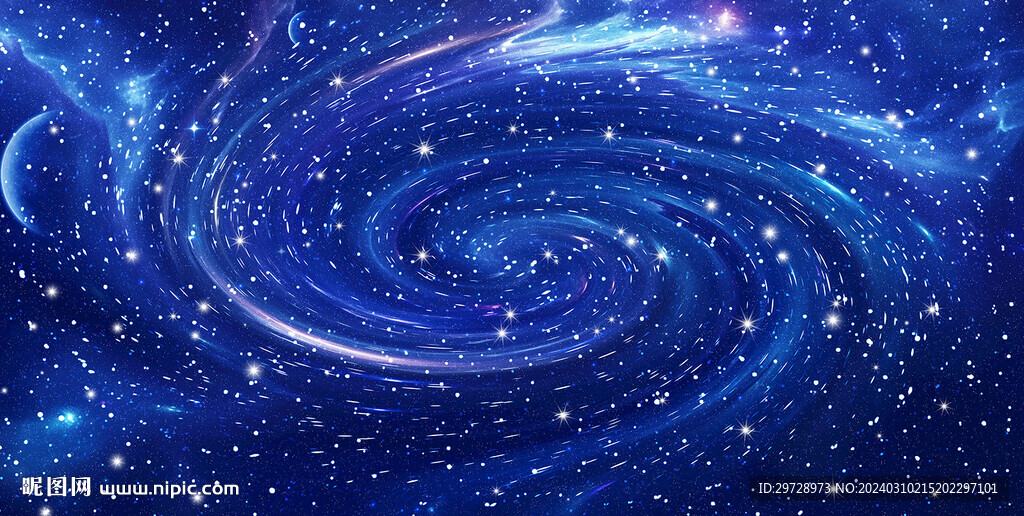 蓝色旋涡宇宙星空背景墙