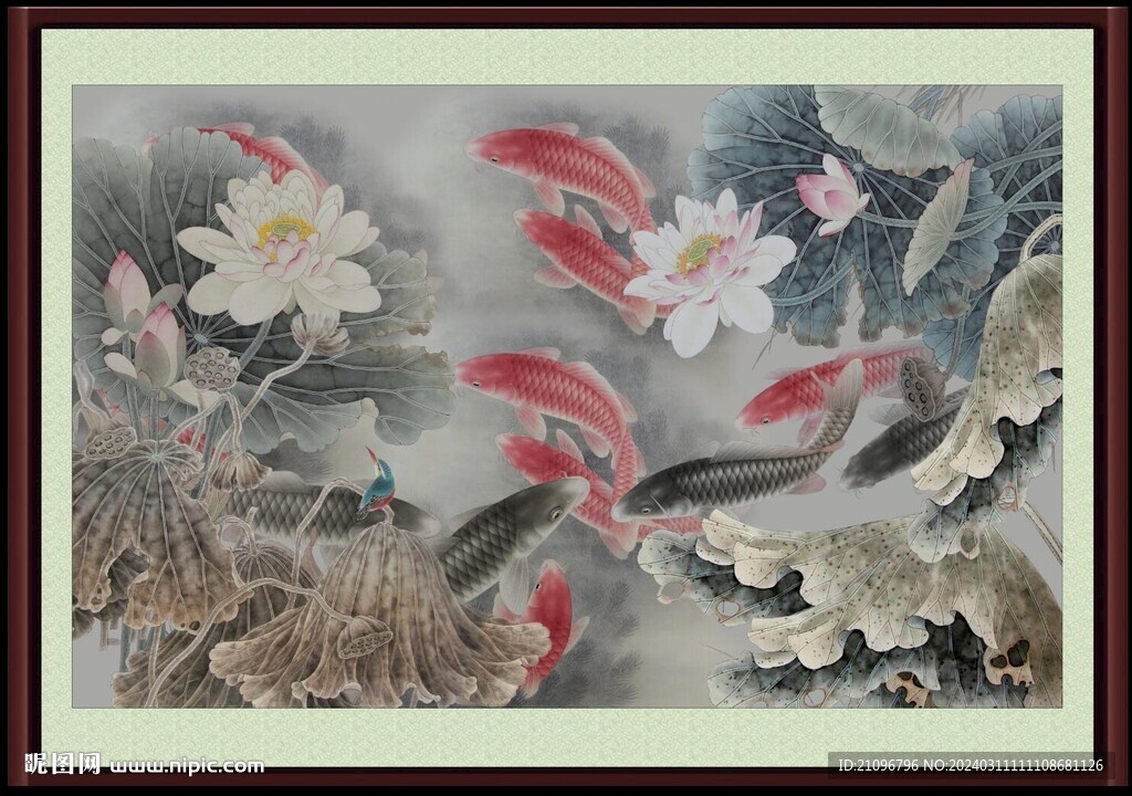 荷花鲤鱼图
