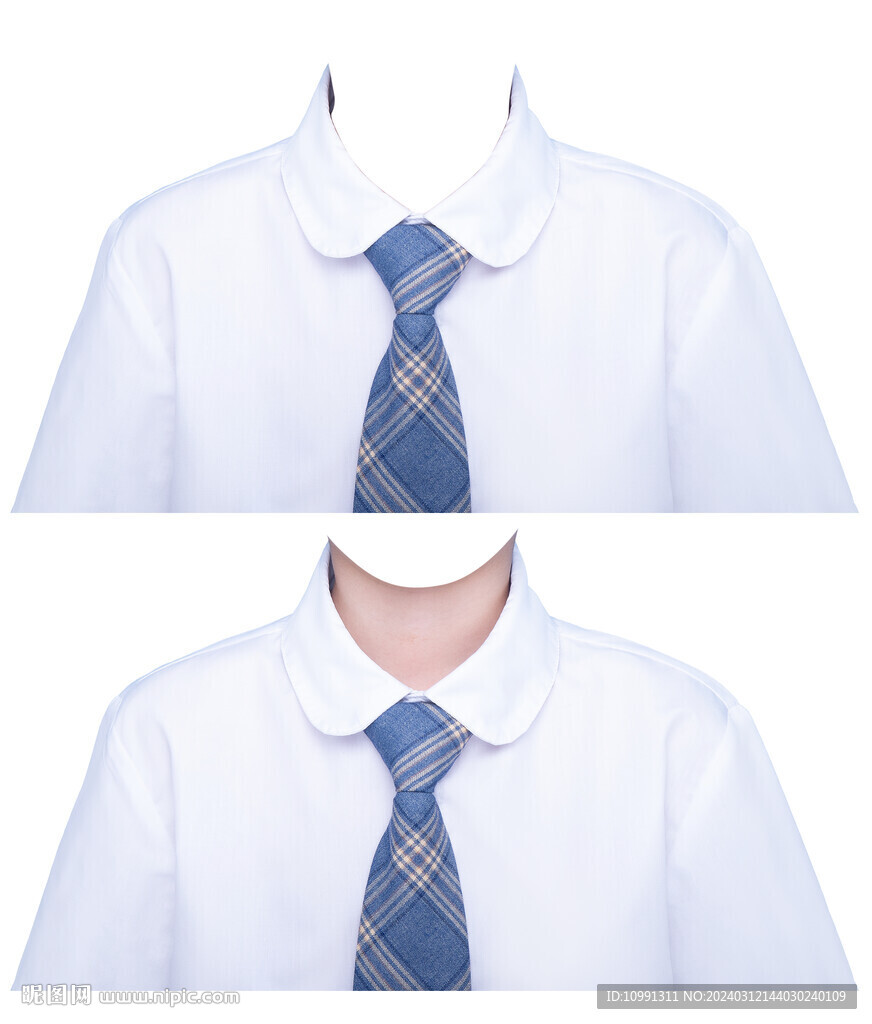 小男孩白衬衫领带证件照衣服素材