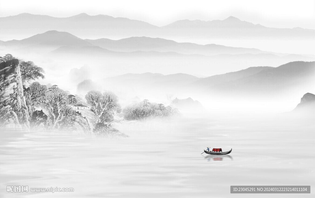 新中式山水背景墙