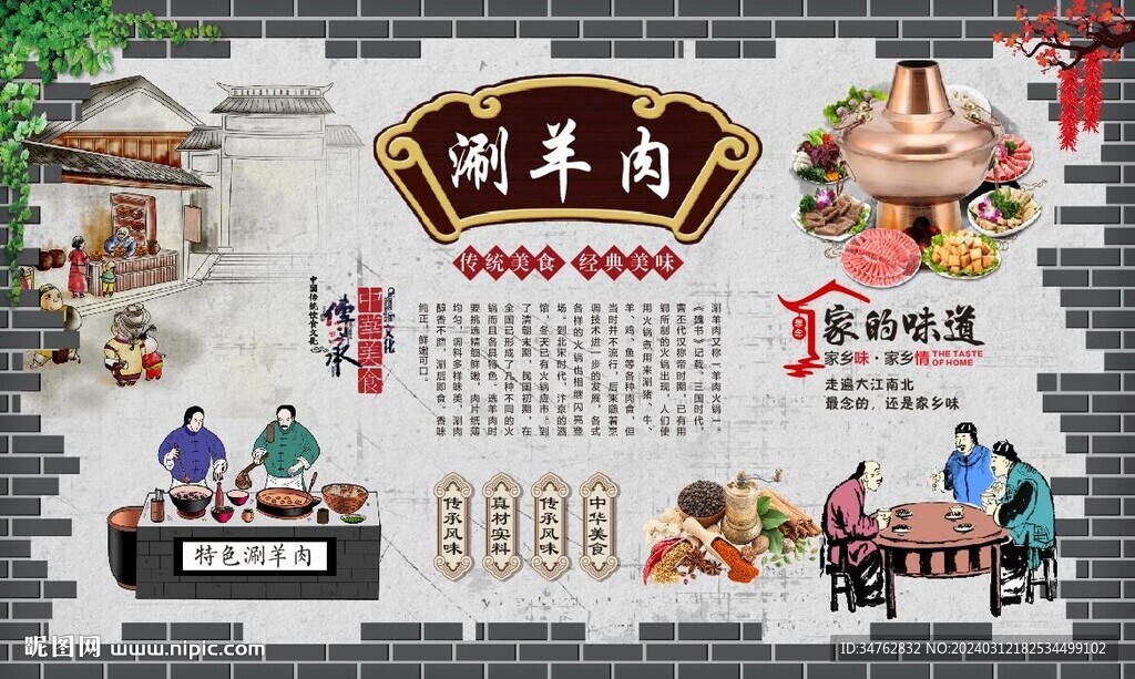 涮羊肉背景墙