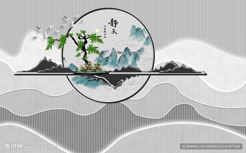 新中式背景墙  