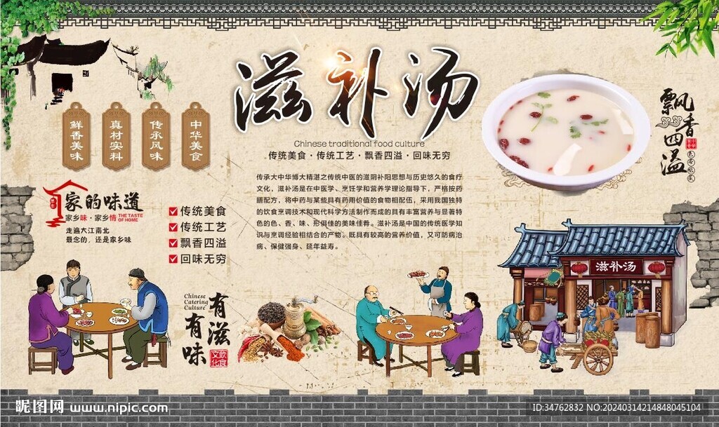 滋补汤背景墙
