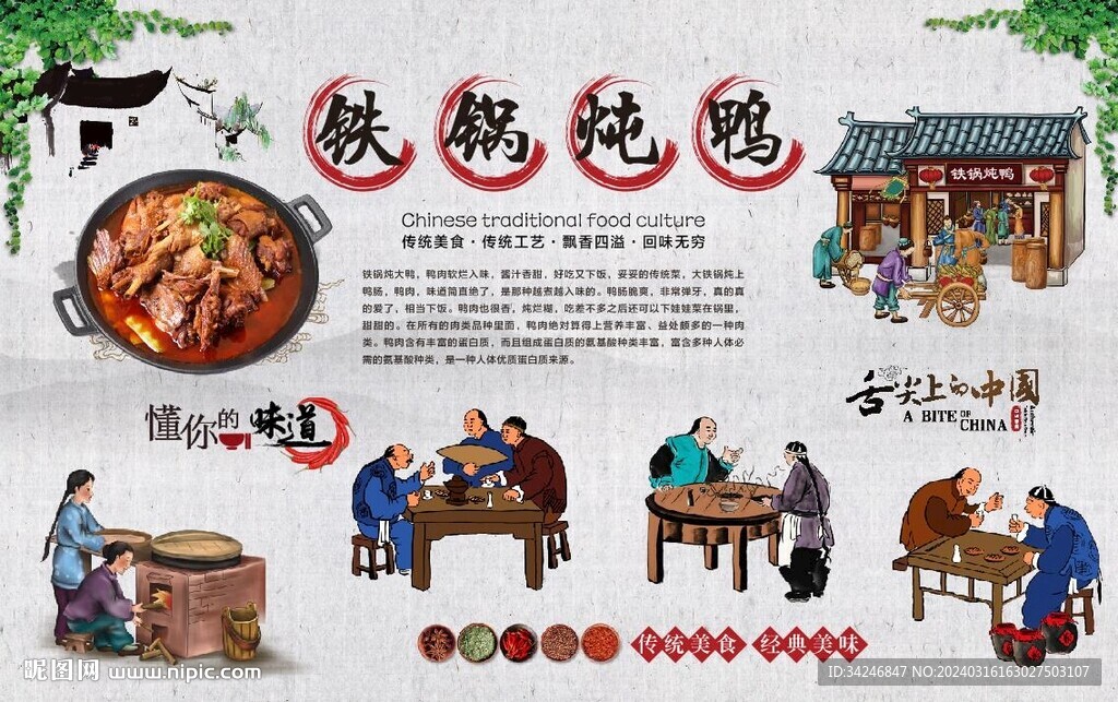 铁锅炖鸭背景墙