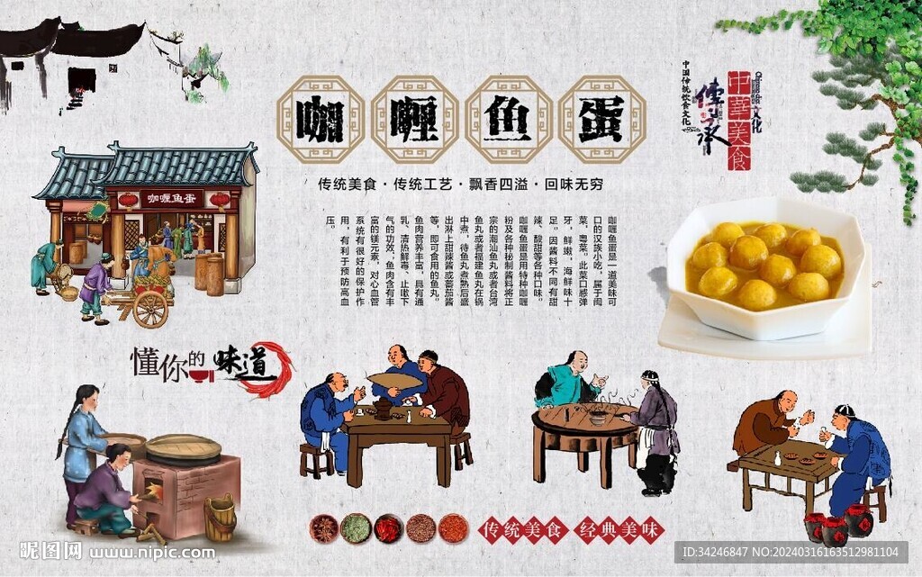 咖喱鱼蛋背景