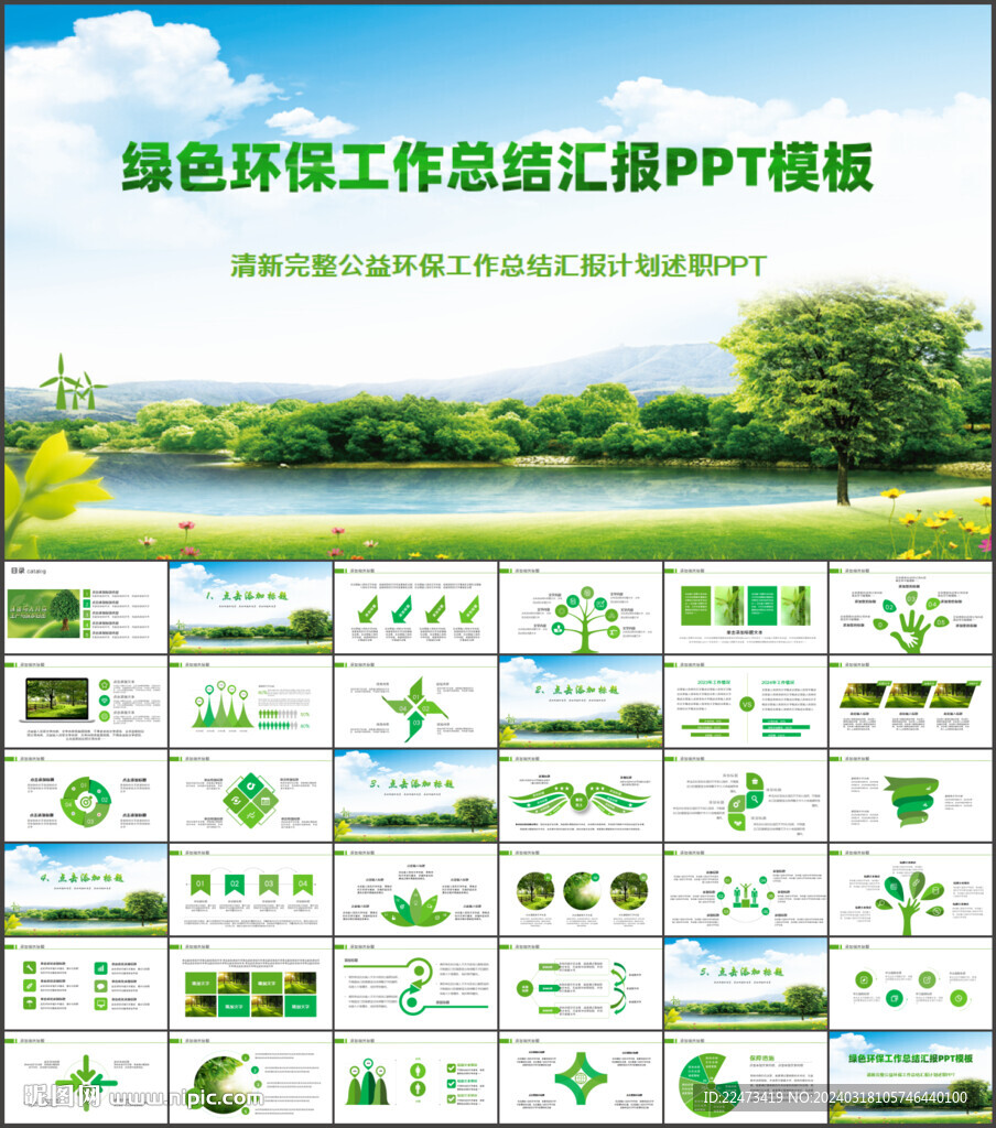绿色环保工作总结汇报PPT模板