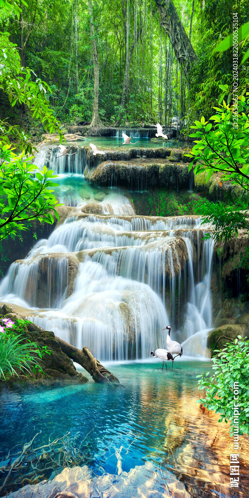 流水生财山水风景玄关