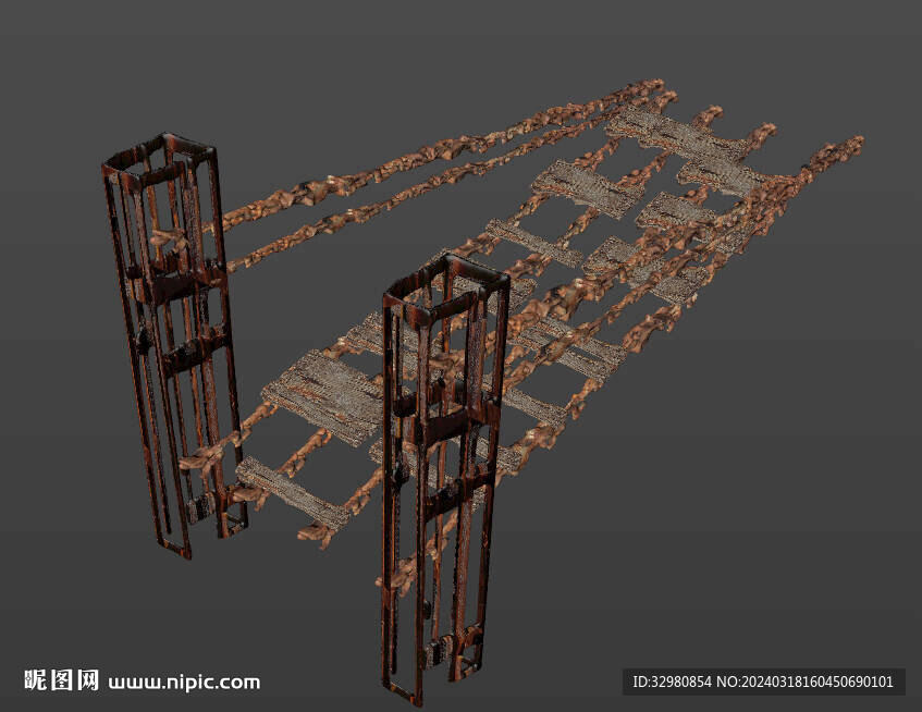 C4D破损的3D铁桥模型