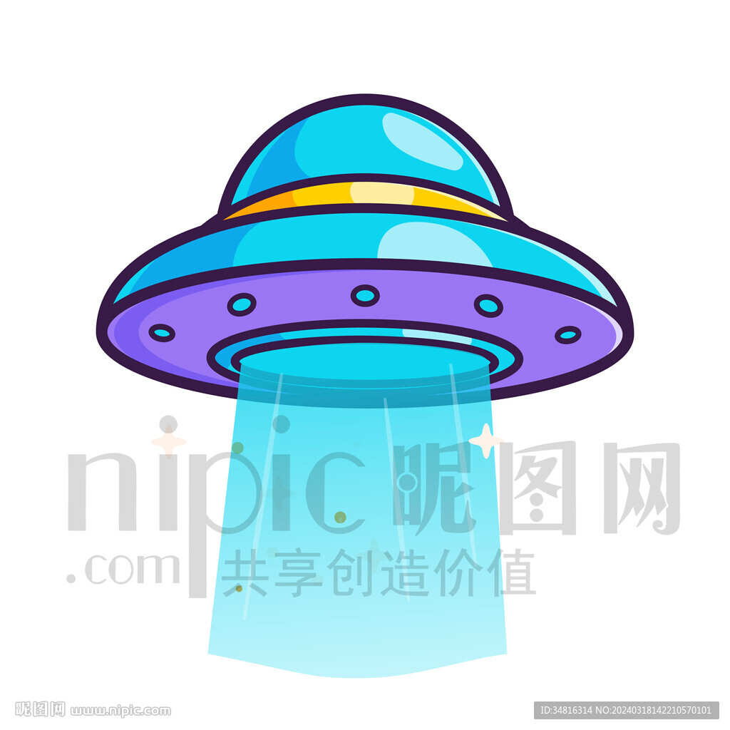 可爱卡通UFO卫星飞船