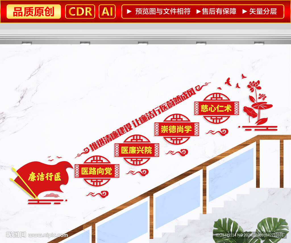 廉洁行医楼梯文化墙