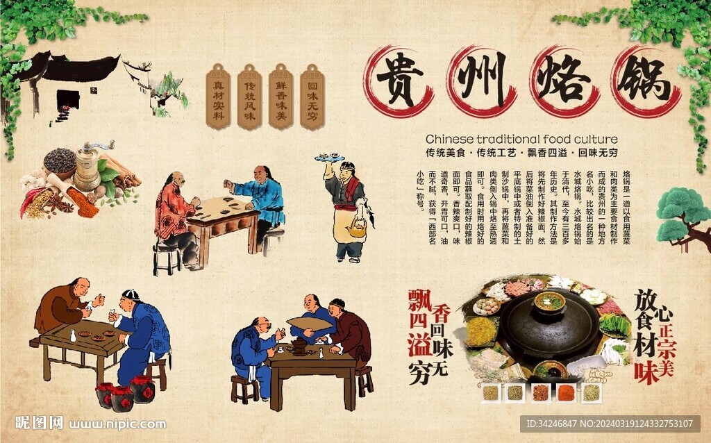 贵州烙锅背景墙